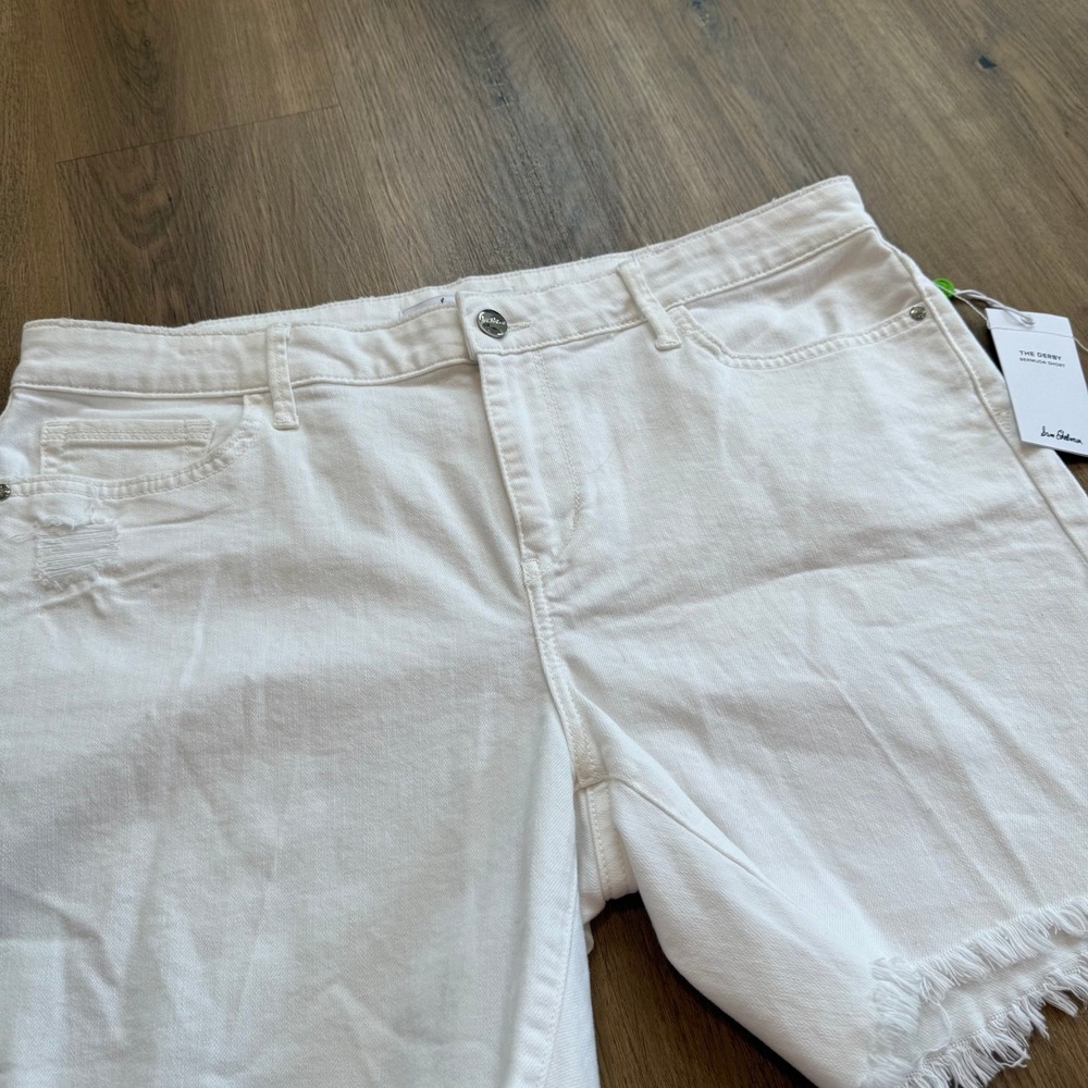 NWT SAM EDELMAN The Derby Bermuda White Denim Shorts Size 32‎ - Picture 2 of 7